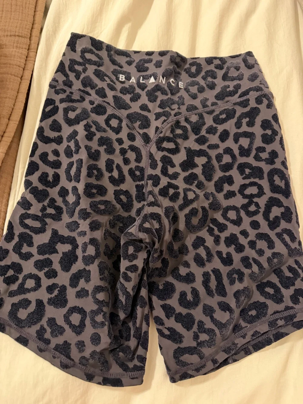 Balance Athletica Gray and Black Leopard Print Bike Shorts - Picture 2 of 3